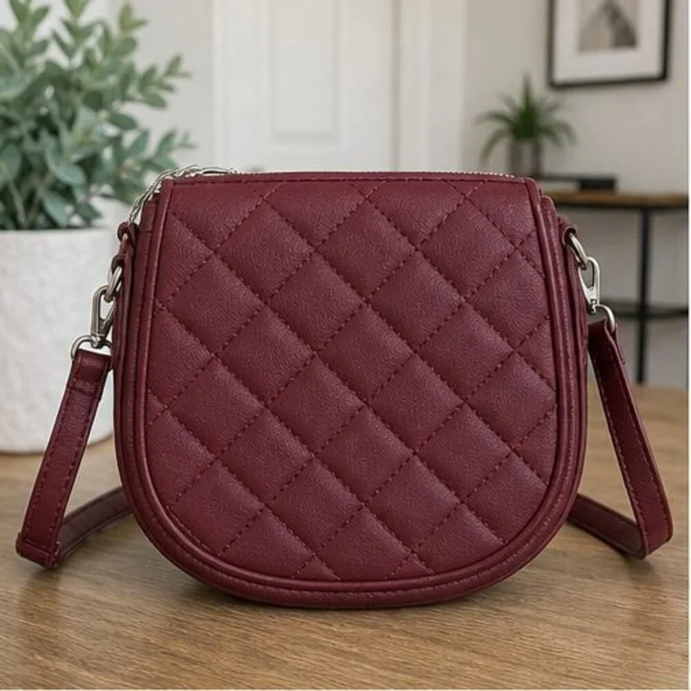 Merlot Quilted Crossbody Bag